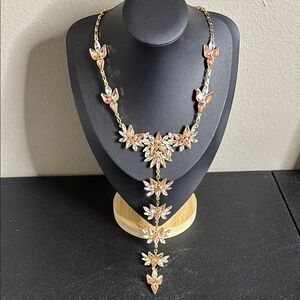 Express Gold and Pink Floral Necklace